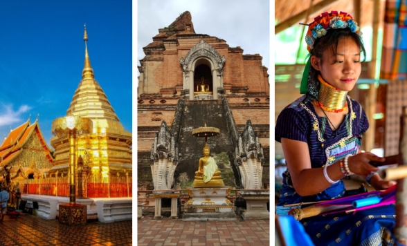 【チェンマイ】チェンマイのシンボル・ドイスープ寺院 + 首長族（カレン族）村 訪問 + 市内観光＜日本語ガイド/1日/昼食付き＞